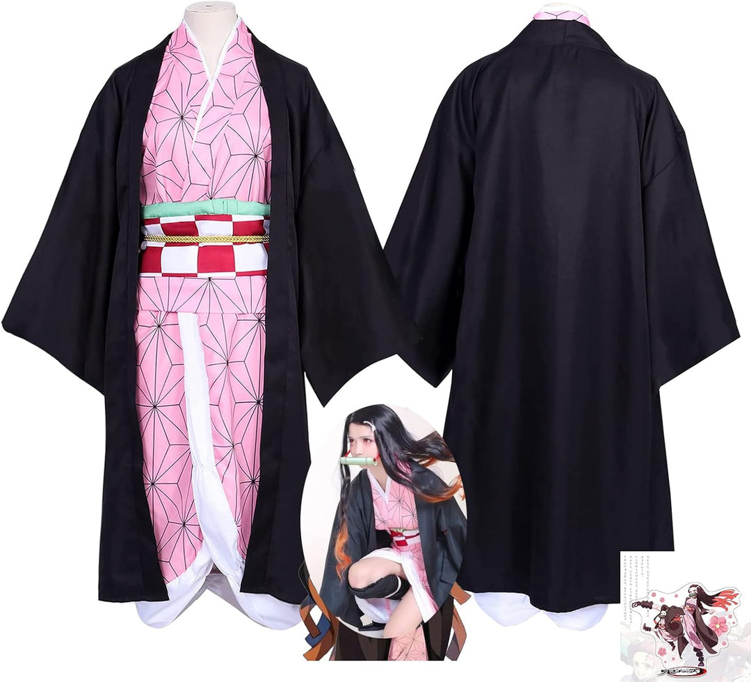 kelihood Japanischer Anime Demon Slayer Cosplay: Neozo Kamado Cosplay Kostüm Kimono Set Anime Cospla