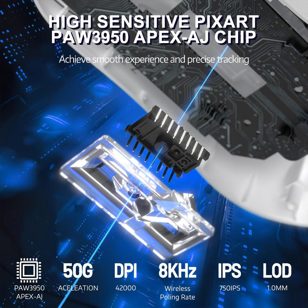 AJAZZ AJ159 APEX 8K Kabellose Gaming-Maus, Magnetische Ladestation mit Screen, Pixart PAW3950 Sensor