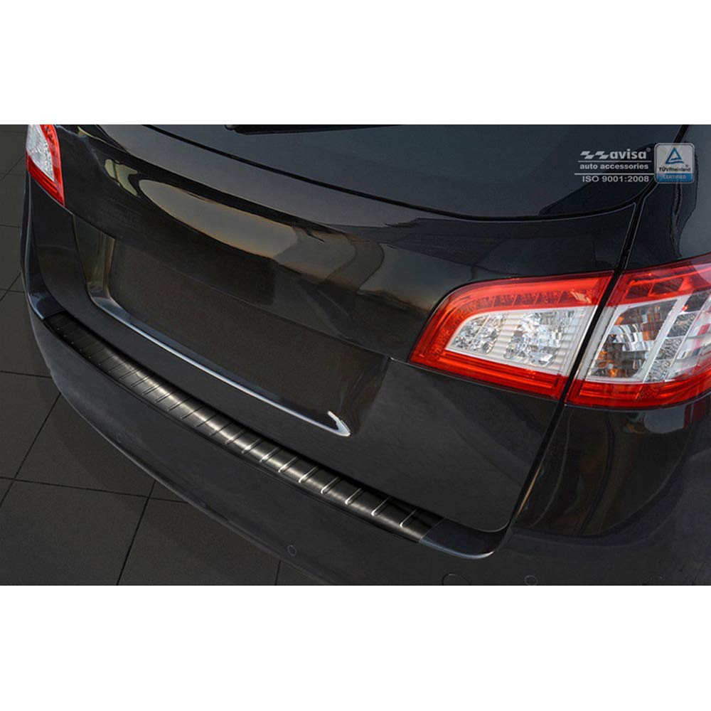Avisa Schwarz Edelstahl Heckstossstangenschutz kompatibel mit Peugeot 508 SW 2011-2018 'Ribs'