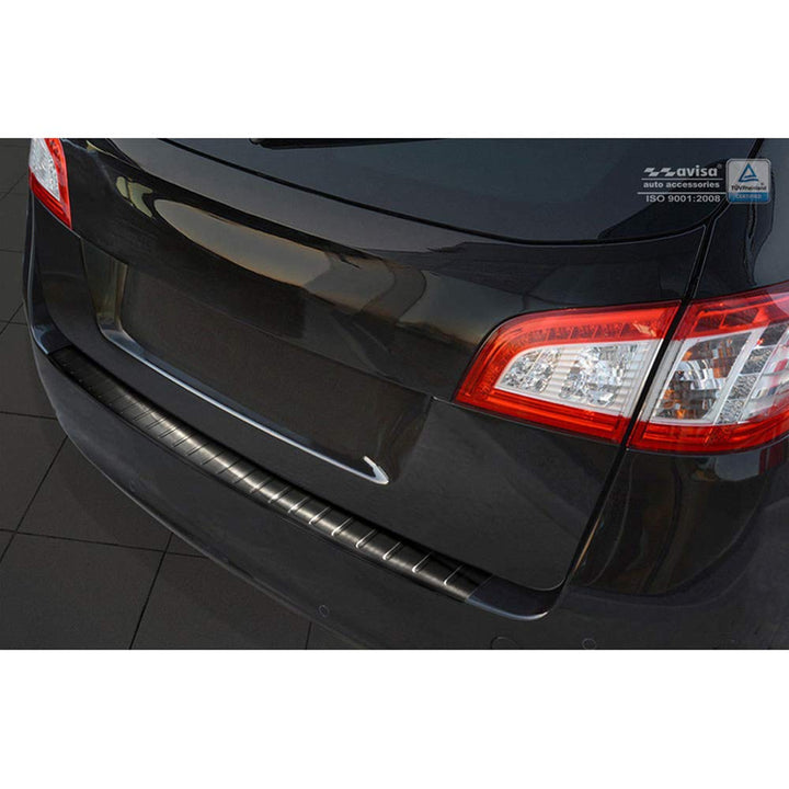 Avisa Schwarz Edelstahl Heckstossstangenschutz kompatibel mit Peugeot 508 SW 2011-2018 'Ribs'