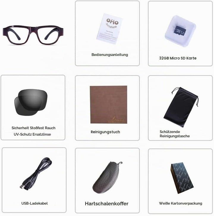OhO Camera Sunglasses, 32GB Ultra HD Outdoor Sports Action Camera with Built in 16MP Camera and Pola