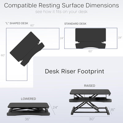 VIVO DESK-V036KB Tischkonverter, höhenverstellbarer Steiger, Sitz zum Standfuss Dual-Monitor und Lap