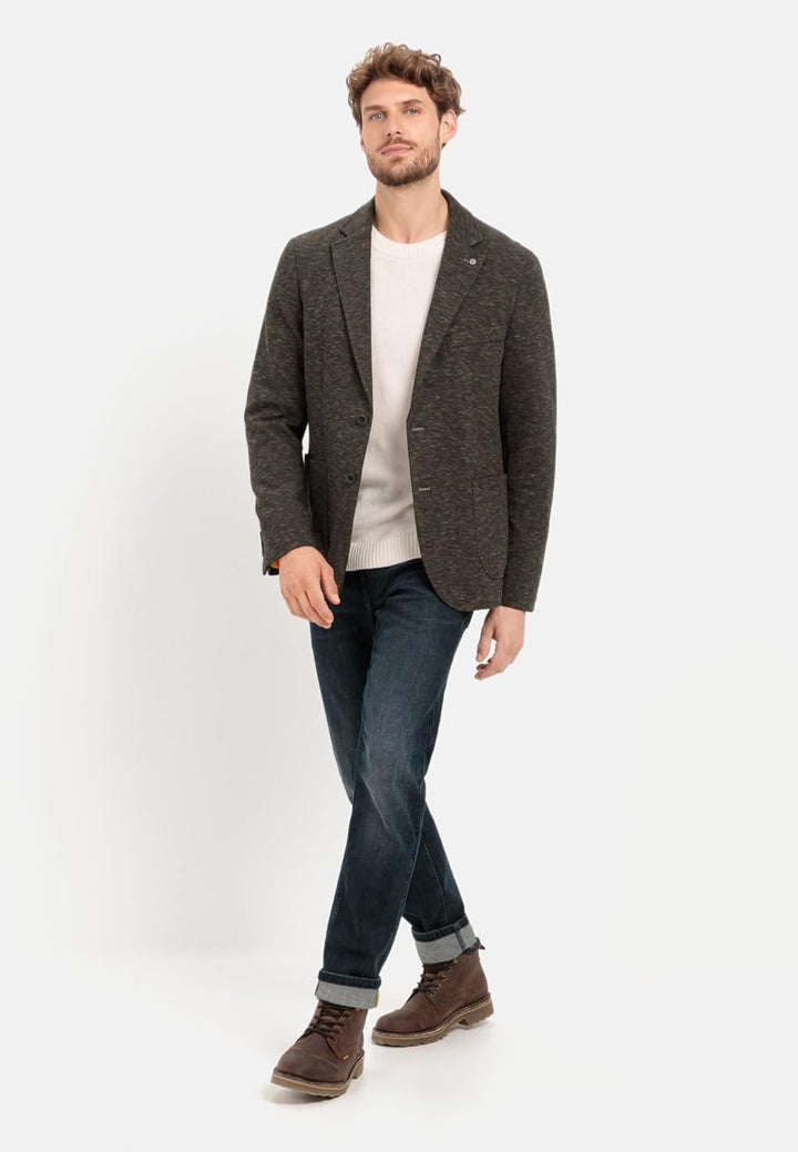 camel active Herren Casual Sakko aus einem Baumwolljersey 27 Dunkelgrün, 27 Dunkelgrün