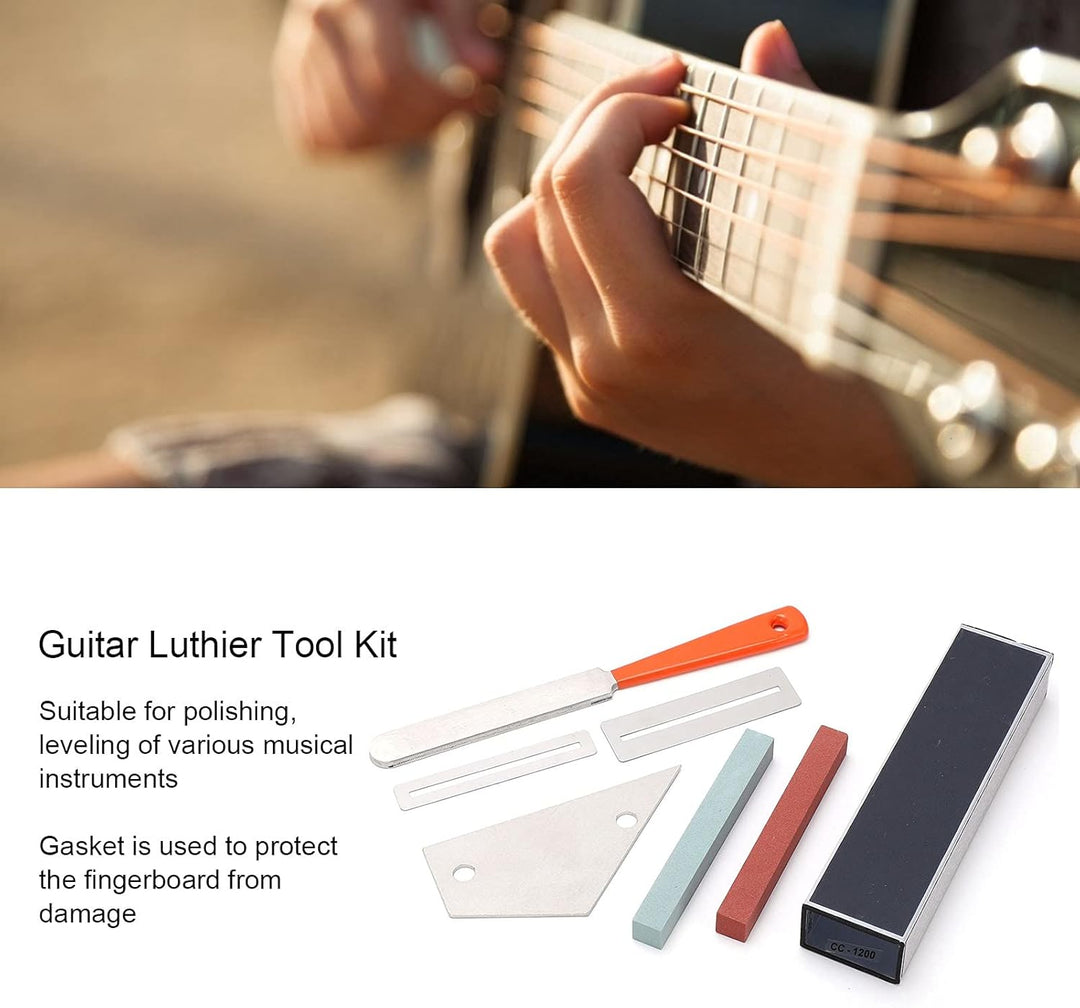 Gitarrenbauer Werkzeug Set, 7 Stück Luthier Werkzeugsatz, Gitarren Edelstahl Bundkrönungsfeile Dicht