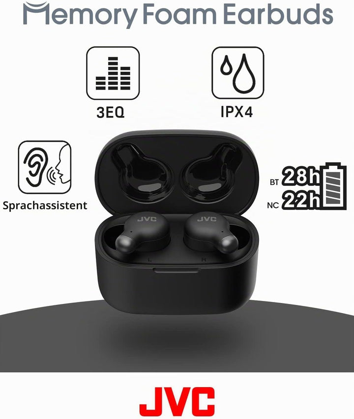 JVC HA-Z250T-B True Wireless Kopfhörer mit aktiver Geräuschunterdrückung, weiche & komfortable Memor