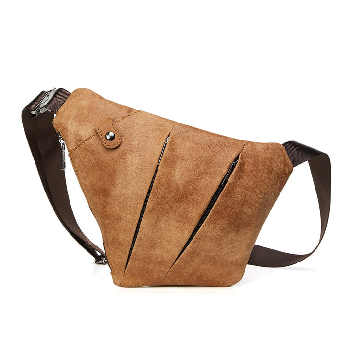 FANDARE Neu Brusttasche Segmentiert Schultertasche Herren Sling Bag Leder Crossover Rucksack Umhänge