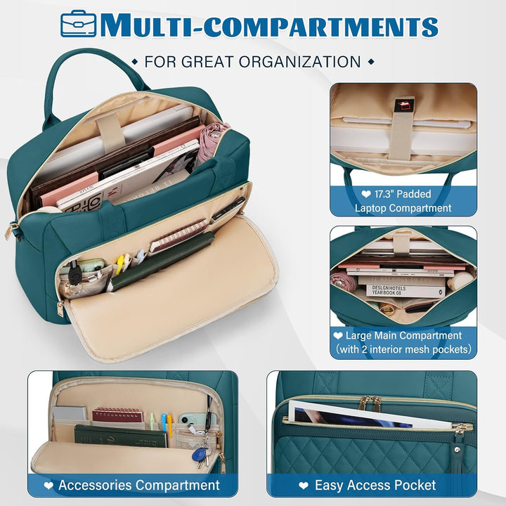 RAINSMORE Laptoptasche Damen 17,3 Zoll Laptop Aktentasche Wasserdichte | Arbeitstasche Lehrertasche