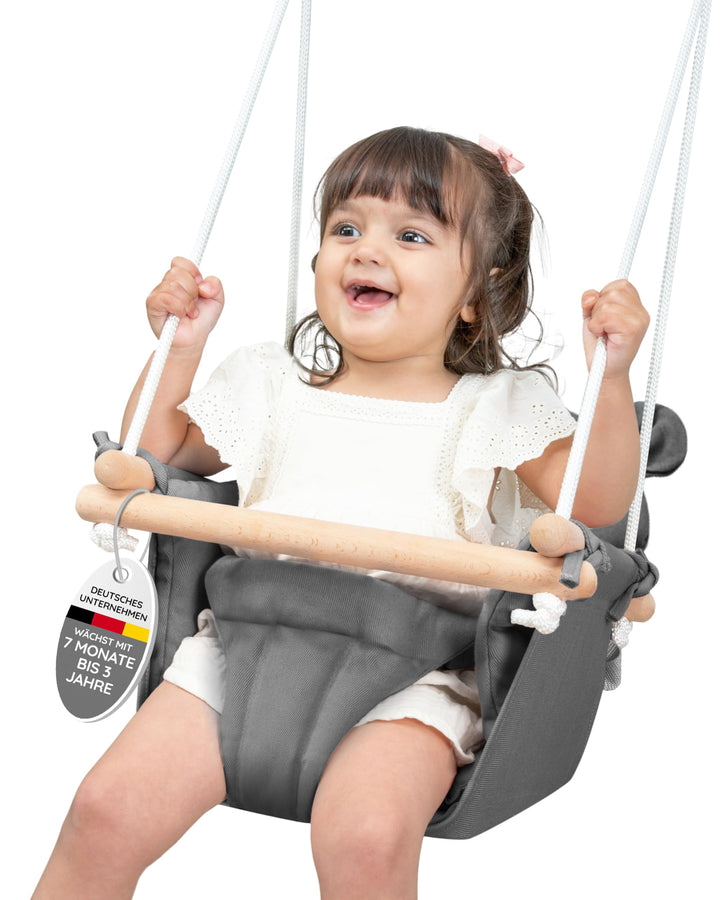 AMAZINGs Baby und Kinderschaukel | Mitwachsende Babyschaukel. Komplettset mit Aufhängung für Indoor