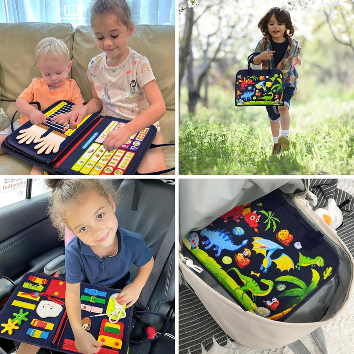 Montessori Busy Board für Jungen 3-5 Jahre – Feinmotorik-Spielzeug mit Auto/Flugzeug-Elementen, Sens