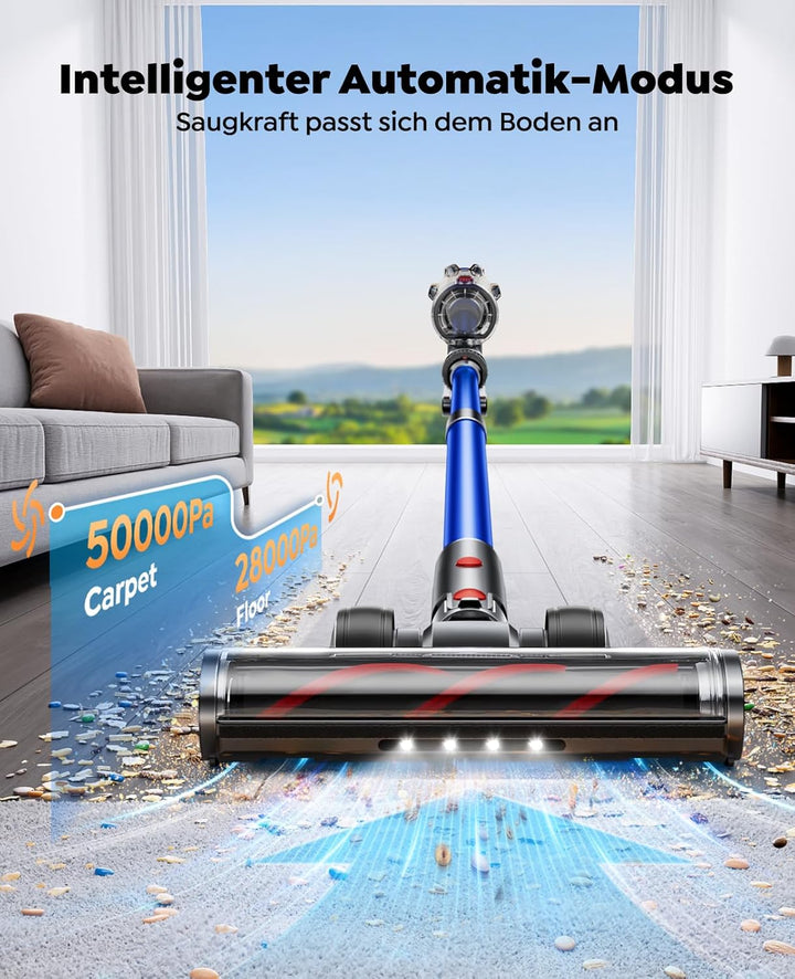 Fieety Akku Staubsauger mit 2 akkus, 130Min/50Kpa/600W Staubsauger Kabellos mit Aromatherapie, Autom