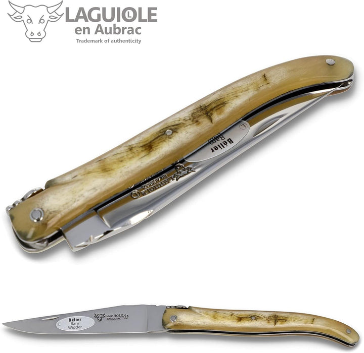 Laguiole en Aubrac Taschenmesser Griff Widderhorn mit Kruste L0512BEIF 12cm Klinge glänzend