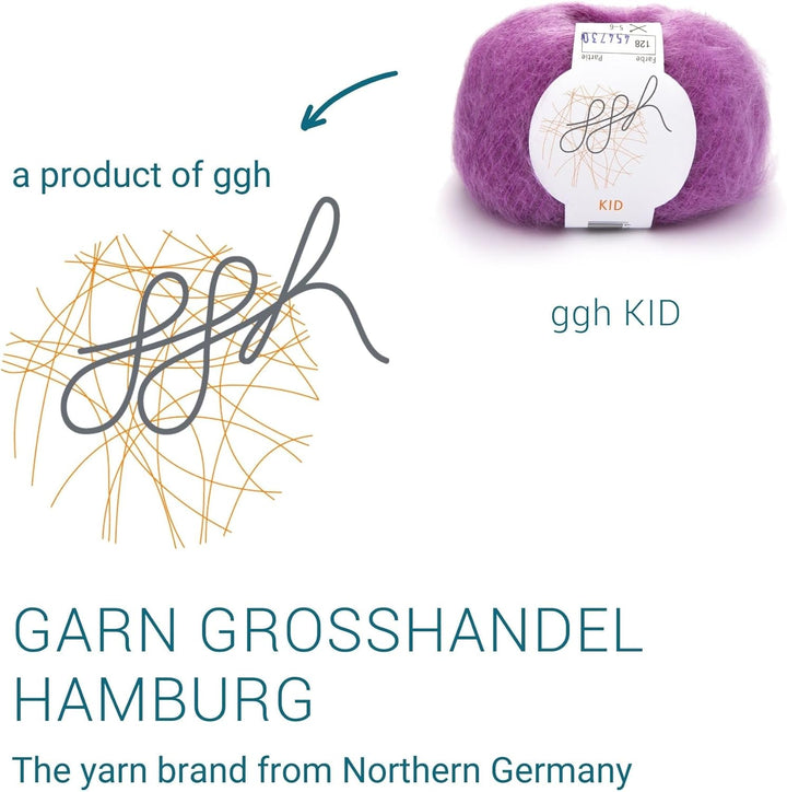 ggh Kid Box - 6 Knäuel Strickwolle aus Kid Mohair - Farbe 128 - Zyklam, 128 - Zyklam