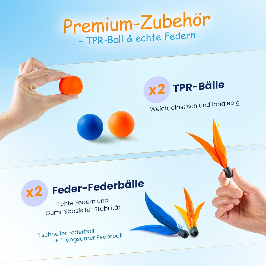 U&C Planet Beachball Set Paddle Ball Spiel Strandschlägerset aus Holz Schläger Spiel für Kinder&Fami
