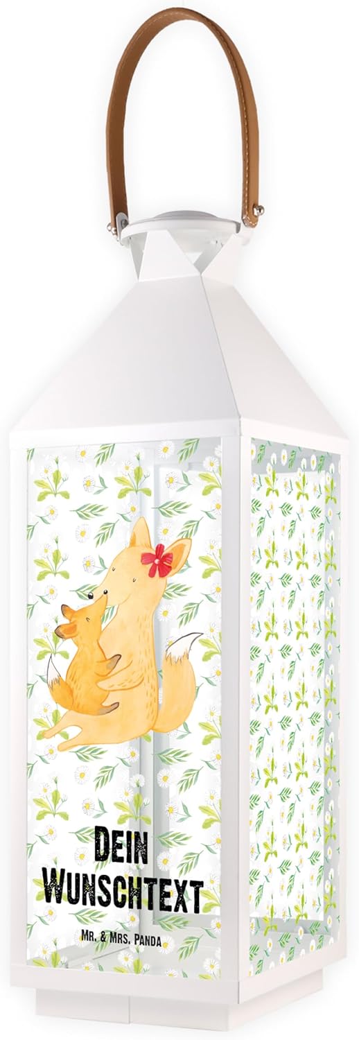 Mr. & Mrs. Panda XL Personalisierte Deko Laterne Fuchs Mama - Personalisierte Geschenke, Oma, Garten