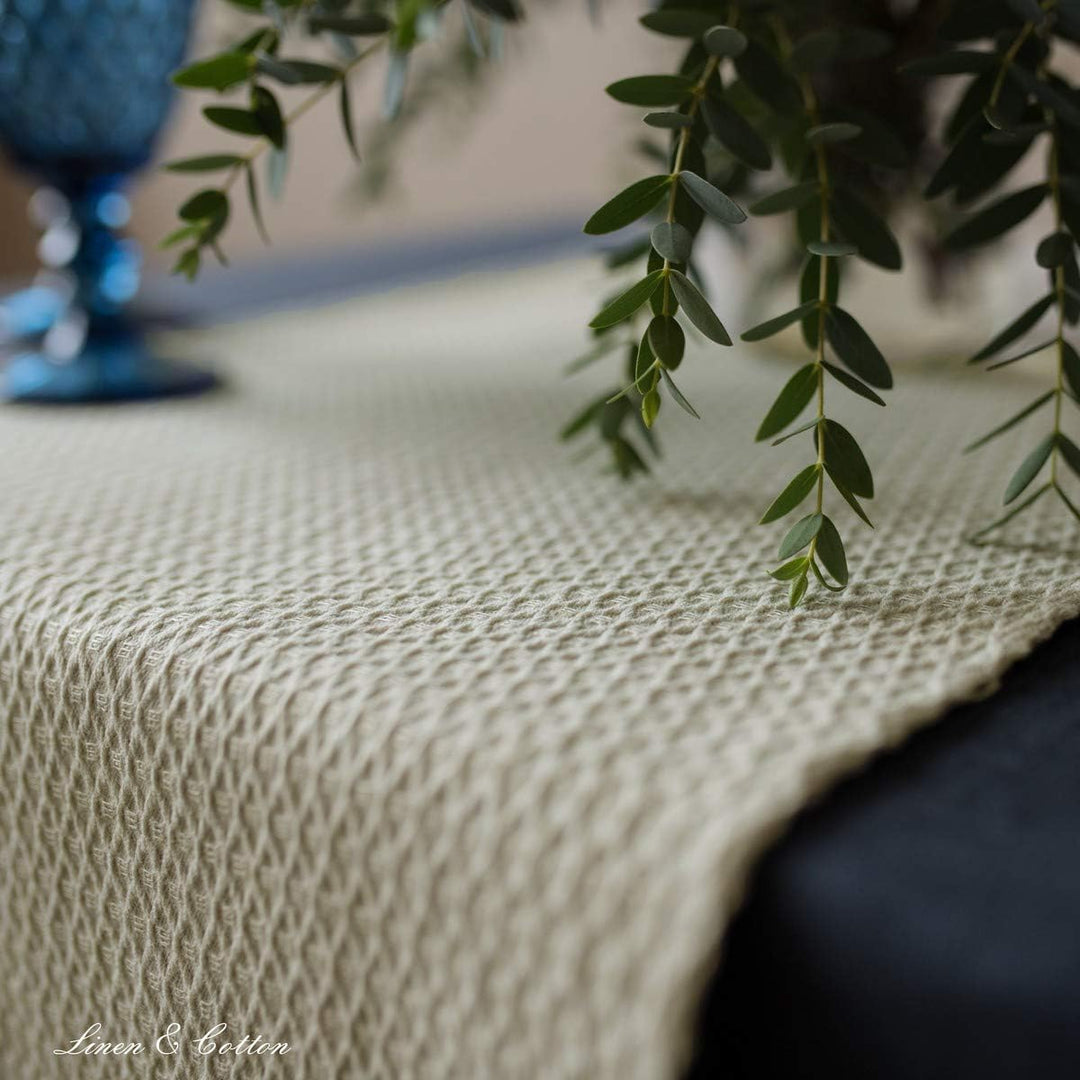 Linen &amp; Cotton Tischläufer Stoff Tischband Tischwäsche Maribella Einfach Genäht - 25% Leinen, 75% Ba