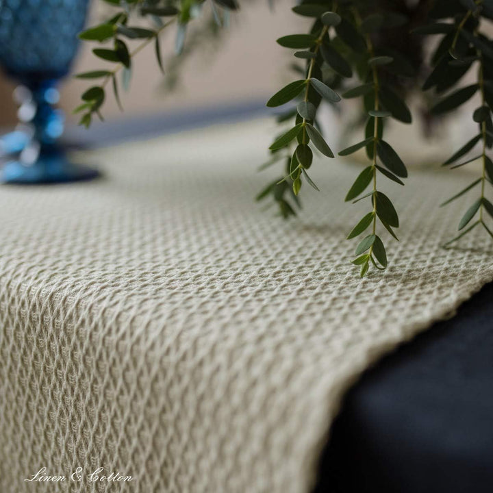 Linen &amp; Cotton Tischläufer Stoff Tischband Tischwäsche Maribella Einfach Genäht - 25% Leinen, 75% Ba