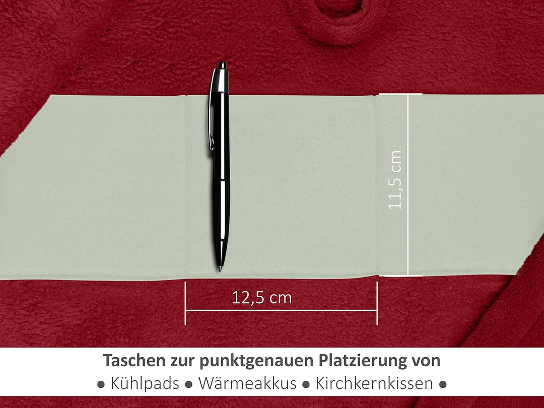 Emily´s Check Kuschelfleece Therapie Bademantel mit Kapuze und Innentaschen 1582.2293, S burgund