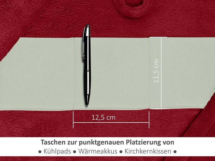 Emily´s Check Kuschelfleece Therapie Bademantel mit Kapuze und Innentaschen 1582.2293, S burgund