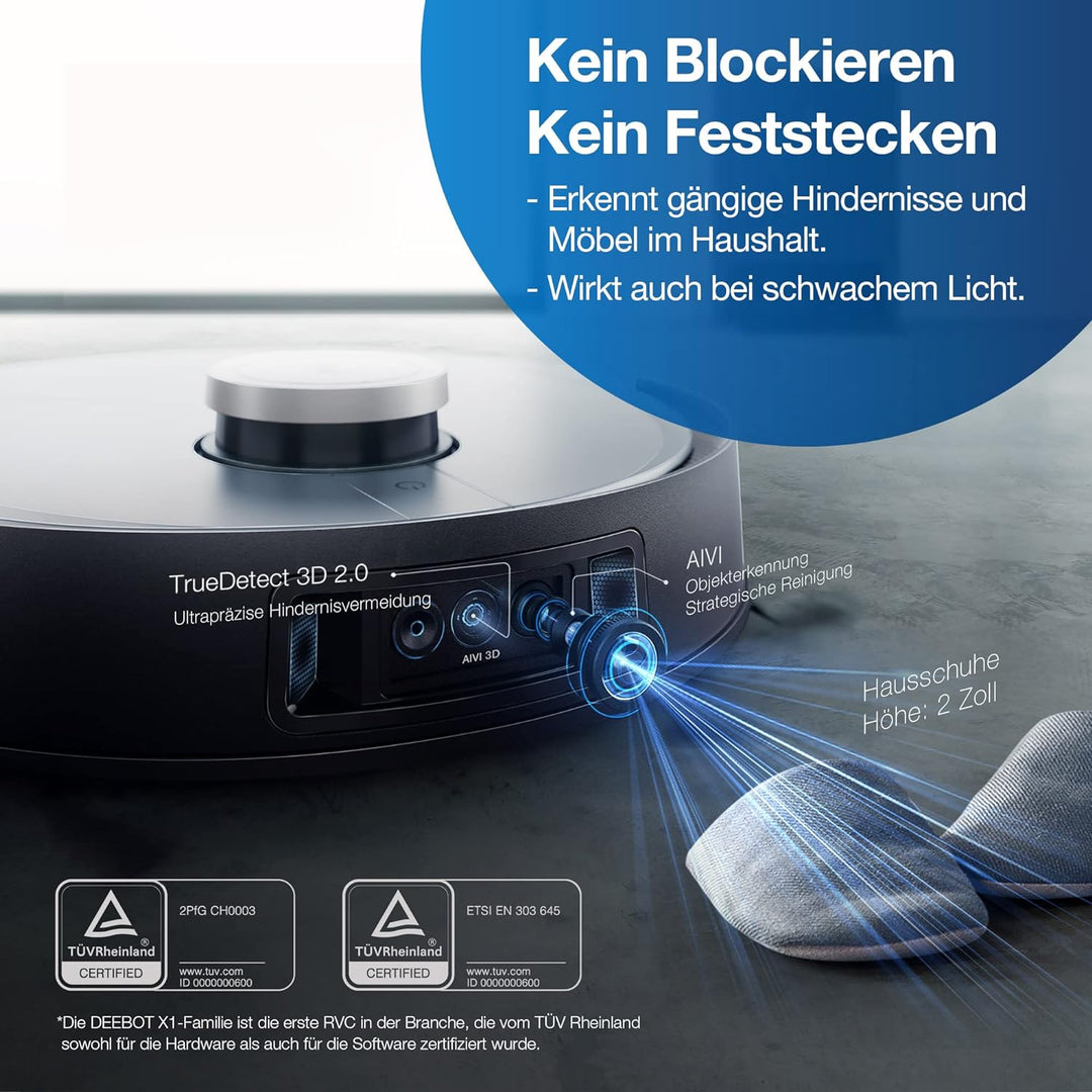 ECOVACS DEEBOT X1 OMNI, Staubsaugerroboter mit Wischfunktion und multifunktionaler Reinigungsstation