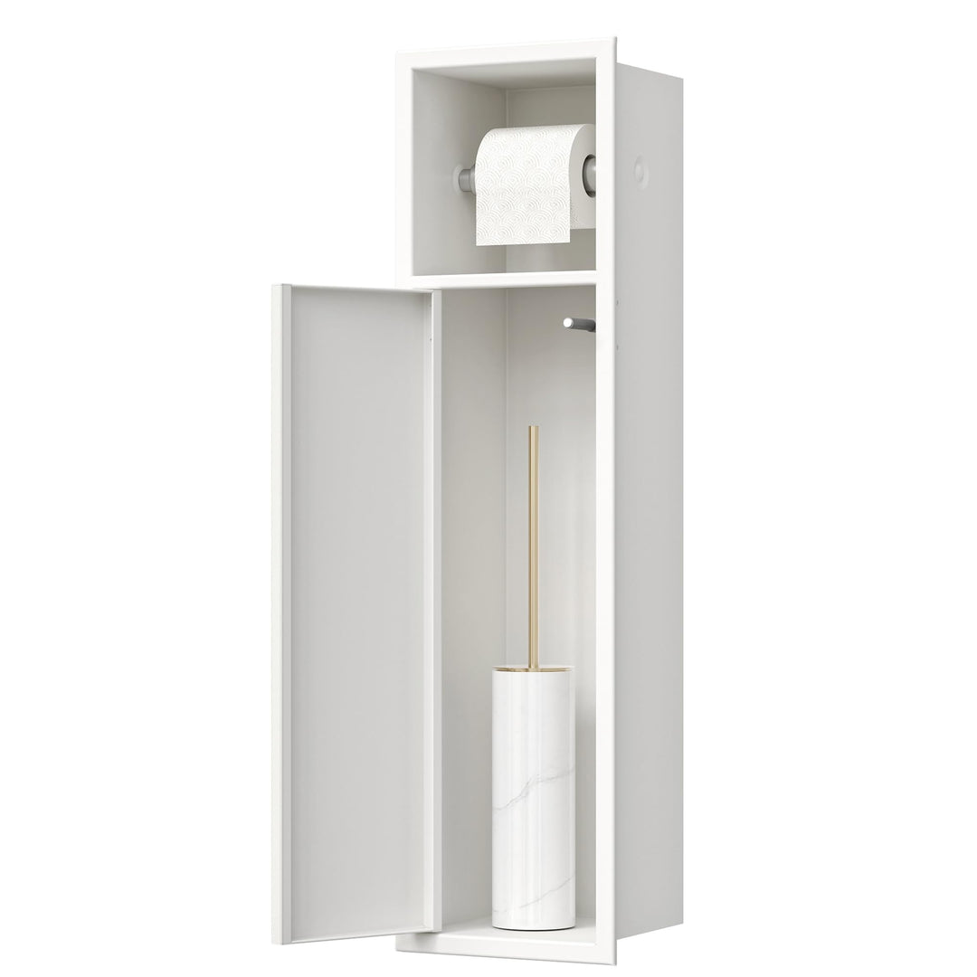 Neodrain Unterputz-Toilettenpapierhalter 304 Edelstahl Wandnische mit Tür für Klobürstengarnitur, Pa