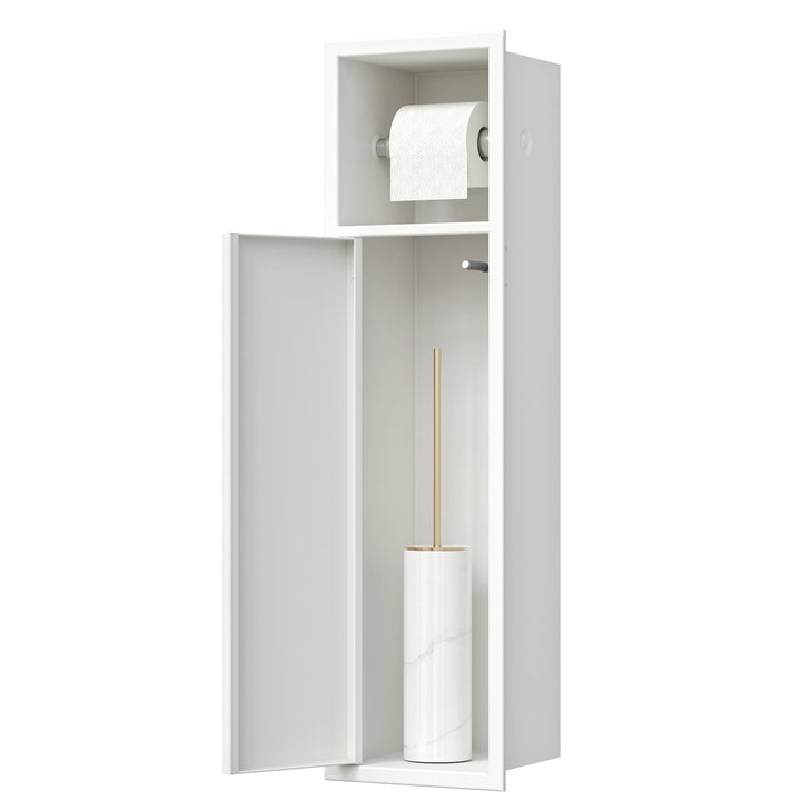 Neodrain Unterputz-Toilettenpapierhalter 304 Edelstahl Wandnische mit Tür für Klobürstengarnitur, Pa
