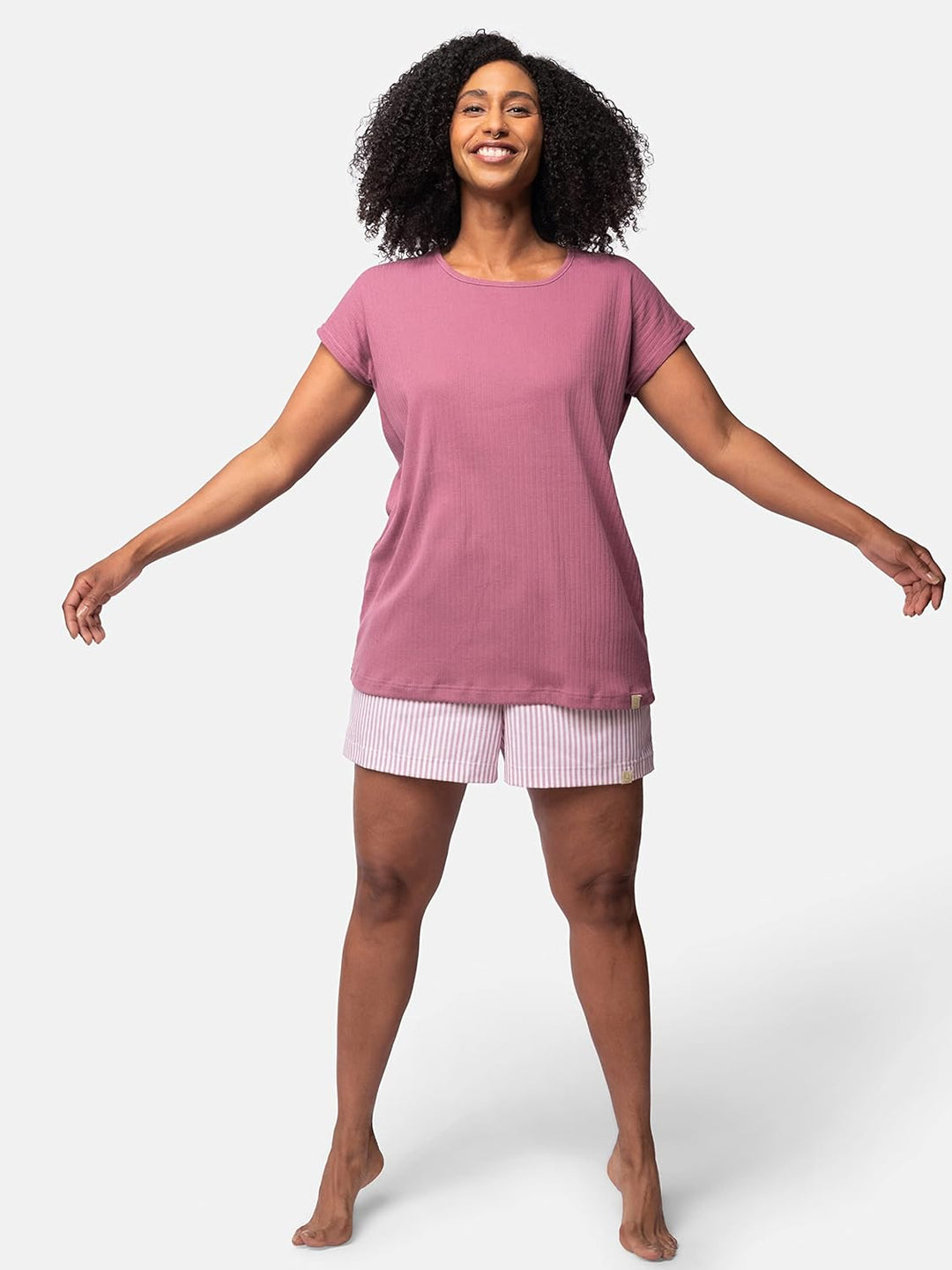 greenjama Pyjama Damen kurz aus Bio Baumwolle, nachhaltig und GOTS-Zertifiziert Grape 42, Grape 42