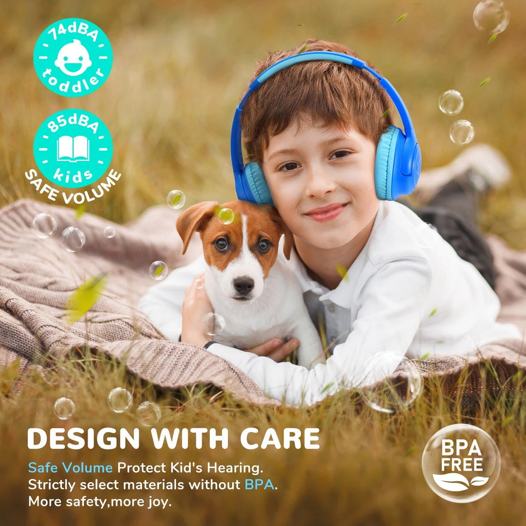 iClever Bluetooth kopfhörer Kinder mit LED-Leuchten, 74/85/94dB Lautstärkebegrenzung, 43 Stunden Spi