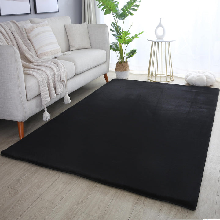 Weicher Hochflor Teppich Wohnzimme Waschbarer Teppich im modernen Stil Unicolor & Einfarbig Läufer T