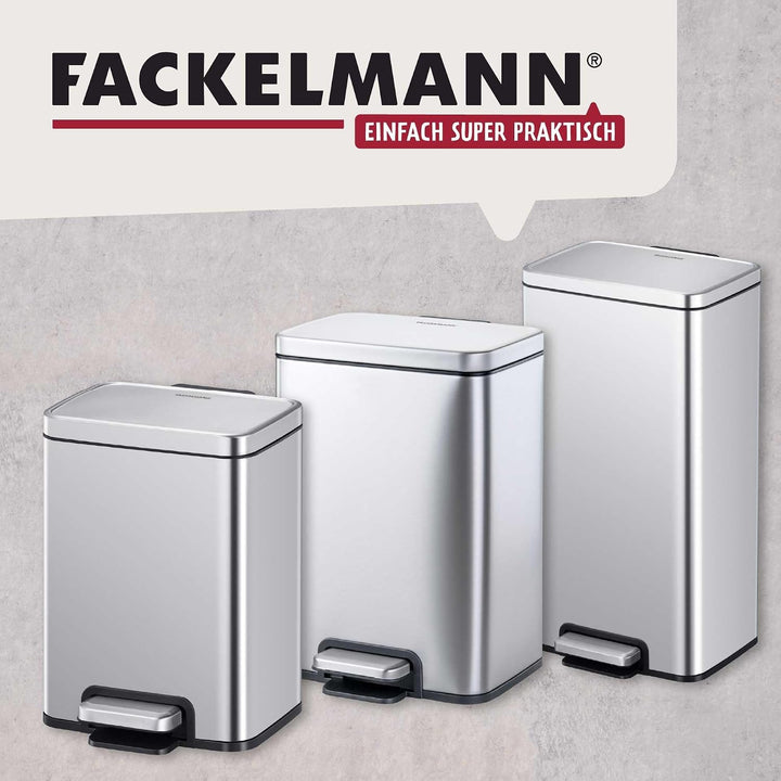 FACKELMANN CHICAGO Pedal-Abfallsammler 30L – Edelstahl matt, fingerabdruckfrei, mit stabilem Pedal u
