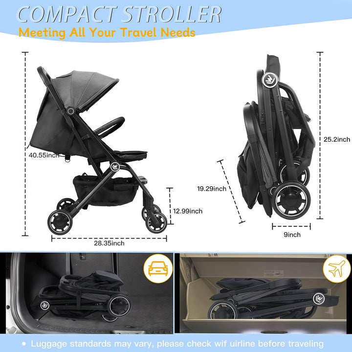 Leichter Kinderwagen, Kompakter Einhand-Buggy Zum Einfachen Zusammenklappen mit Verstellbarer Rücken