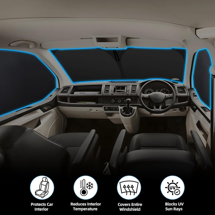 ZATOOTO Sonnenschutz Auto Frontscheibe Innen passend für VW T4, 3PCS Thermomatte Fahrerhaus, Auto So