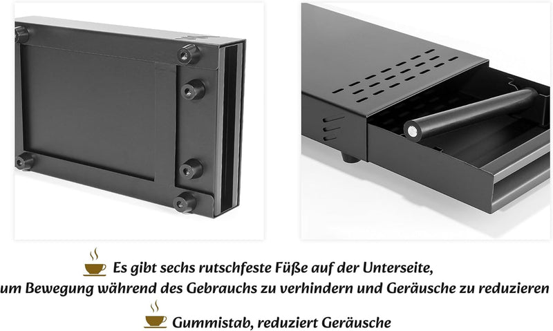 Fishawk Espresso-Klopfbox-Schublade, Edelstahl-Kaffeesatz-Klopfbehälter mit Abnehmbarer Klopfstange,