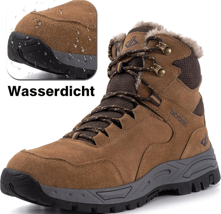 JACKSHIBO Winterschuhe Herren Winterstiefel damen mit Warm Gefüttert Wasserdicht Schneeschuhe Rutsch