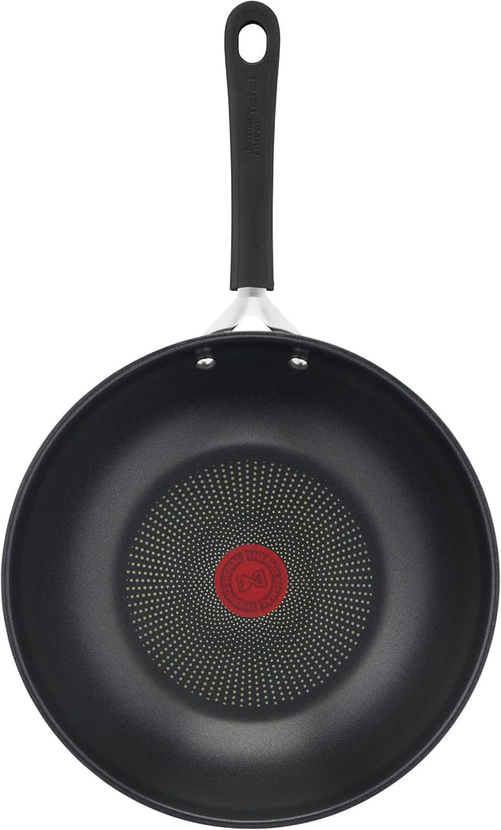 Tefal Jamie Oliver Home Cook Wok aus Edelstahl, antihaftbeschichtet, 28 cm, Induktion