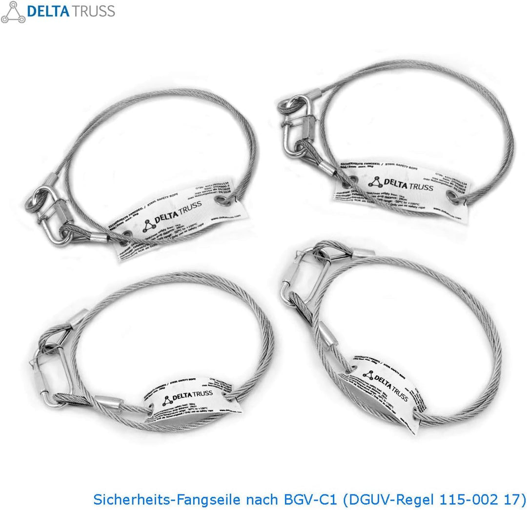 6 x Sicherheits-Fangseil/Safety/Sicherungsseil gefertigt nach DGUV 115-002 (ehemals BGV-C1) zur Sich