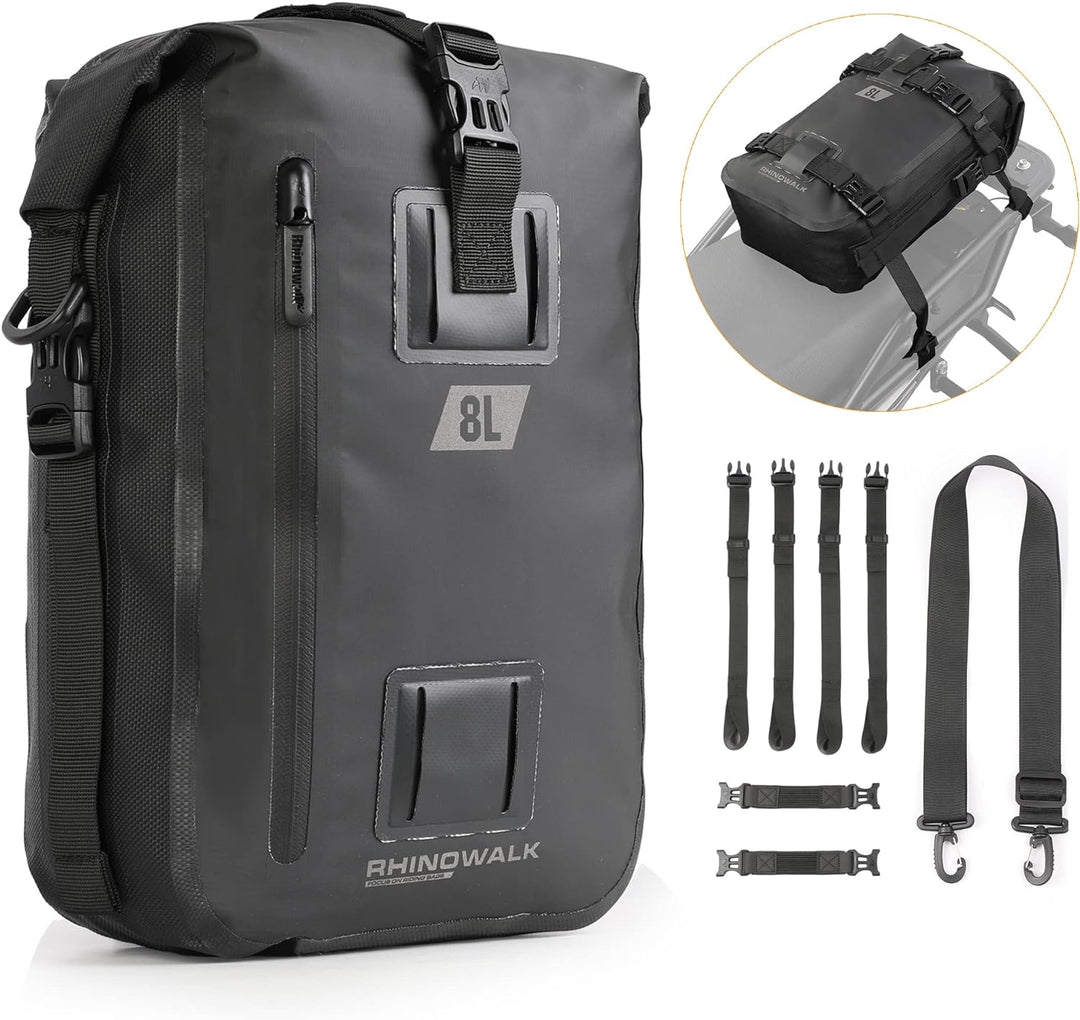 Rhinowalk Motorrad Sitztasche 8/15/30L Wasserdicht Motorradtasche Satteltaschen Gepäckträgertaschen