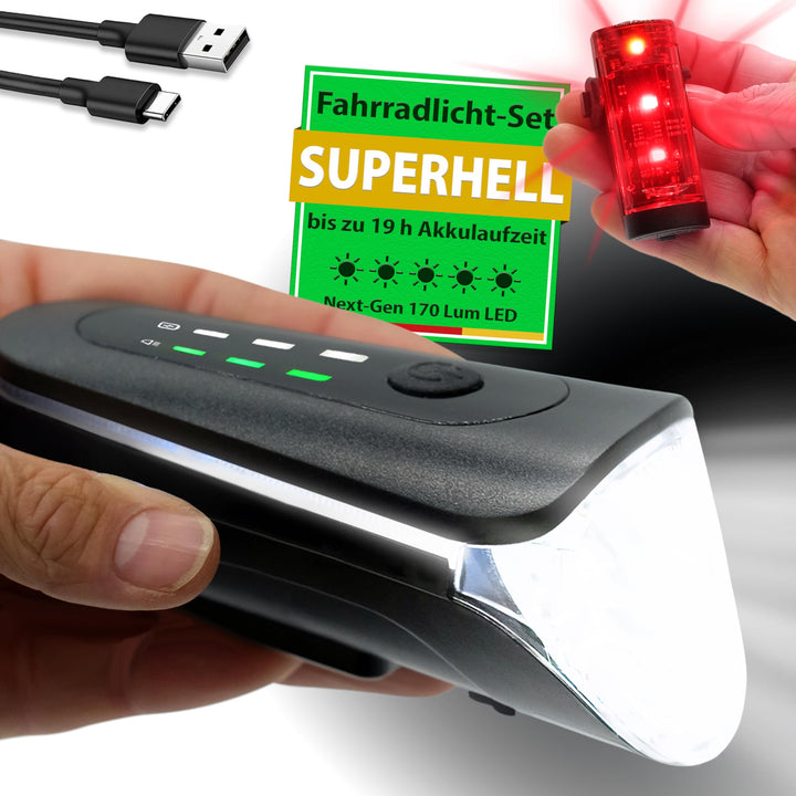 WIDDER Fahrradlicht Set Vorne und Hinten [StVZO zugelassen, extrem hell 170 Lum] – Fahrrad Licht USB