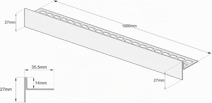 Aquabad Edelstahl Gefälleprofil Clive für begehbare Dusche 100cm, gerade, Kantenhöhe 14mm 100cm x 12