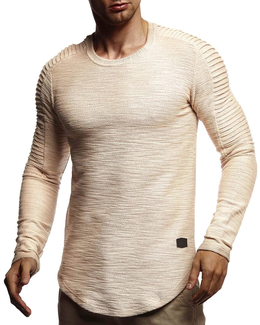 Leif Nelson Herren Pullover Rundhals-Ausschnitt Schwarzer Männer Longsleeve dünner Pulli Sweatshirt