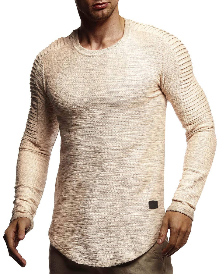 Leif Nelson Herren Pullover Rundhals-Ausschnitt Schwarzer Männer Longsleeve dünner Pulli Sweatshirt