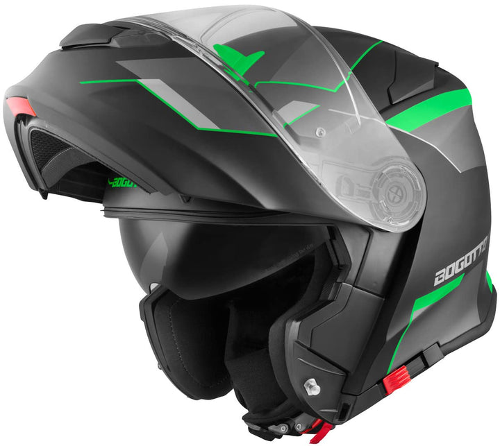 Bogotto V271 Delta Klapphelm schwarz/grün XS, schwarz/grün XS