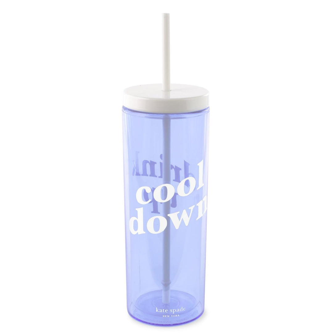 Kate Spade New York Acryl-Becher mit Deckel und Strohhalm, 680 ml, schmaler doppelwandiger Becher, C