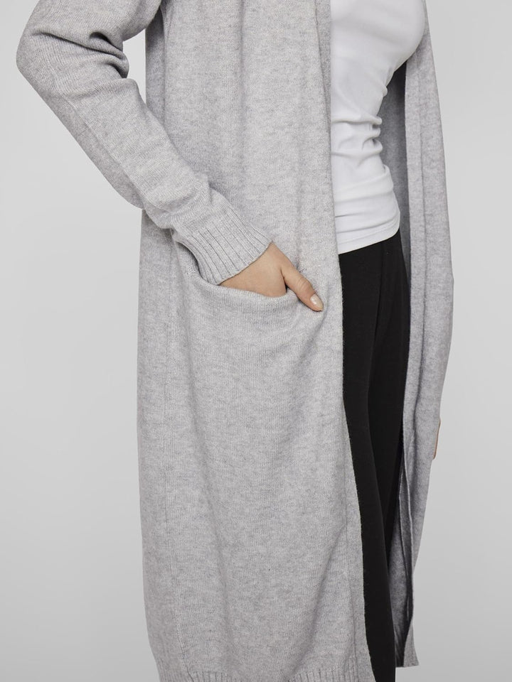 Vila Damen VIRIL Long L/S Knit Cardigan - NOOS 14042770 XS Grau (Light Grey Melange), XS Grau (Light