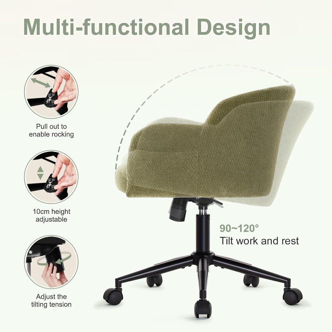 IWMH Schreibtischstuhl Schminktisch Stuhl, Höhenverstellbarer Ergonomisch 360°Drehbar Bürostuhl mit