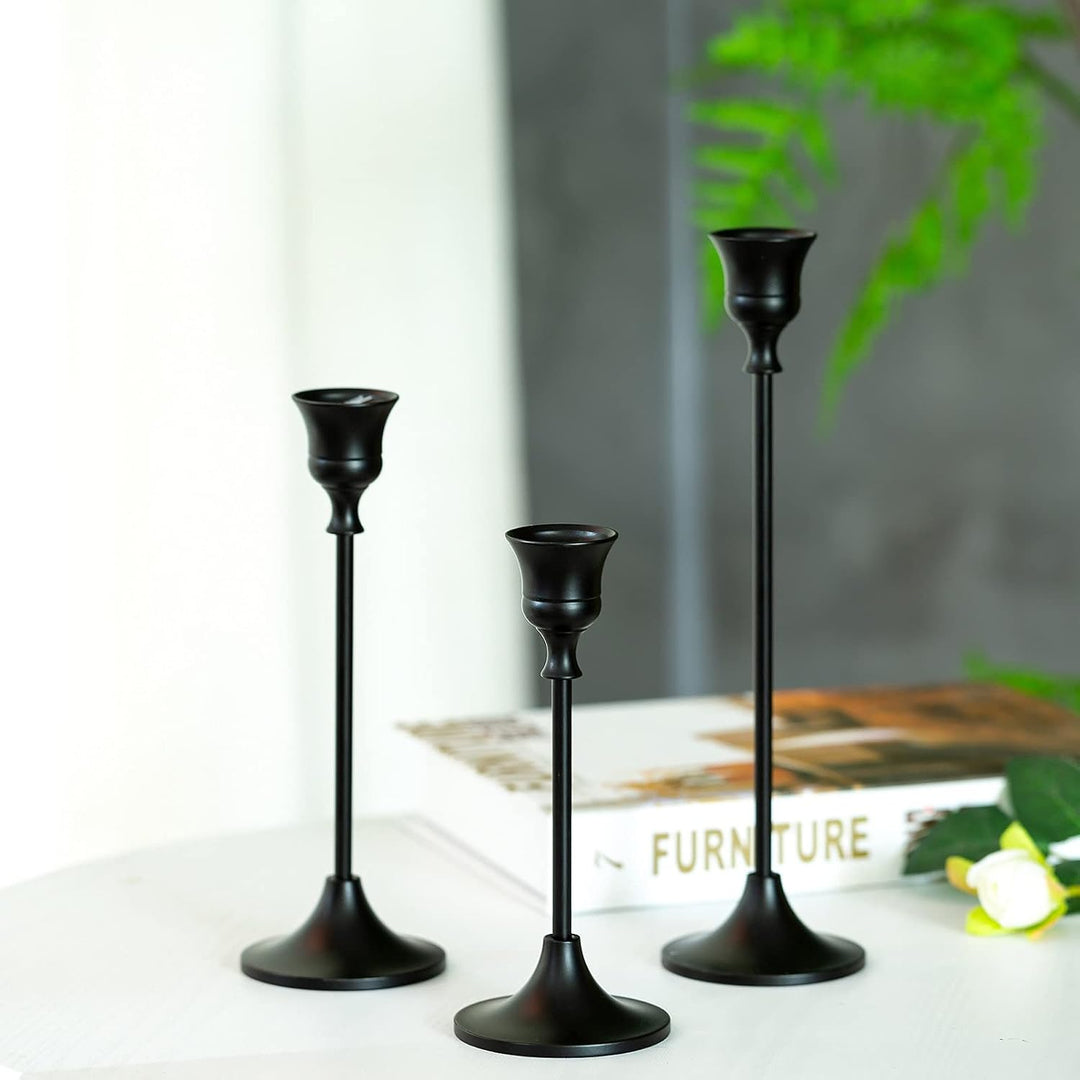 Romadedi Kerzenständer für Stabkerzen aus Metall, 6er-Set, Schwarz 2 Set/ 6 PCS Schwarz, 2 Set/ 6 PC