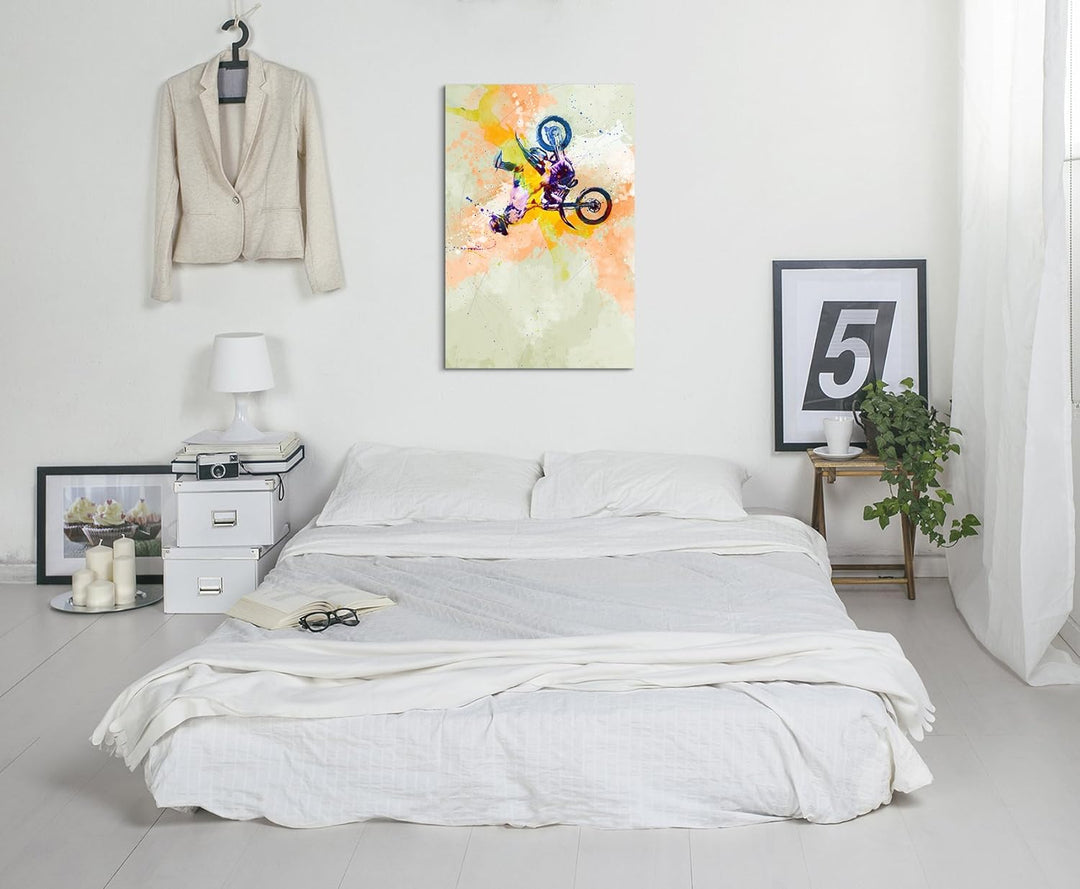 Motorrad Xgames I 90x60cm Wandbild SPORTBILD Aquarell Art tolle Farben von Paul Sinus