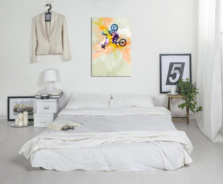 Motorrad Xgames I 90x60cm Wandbild SPORTBILD Aquarell Art tolle Farben von Paul Sinus