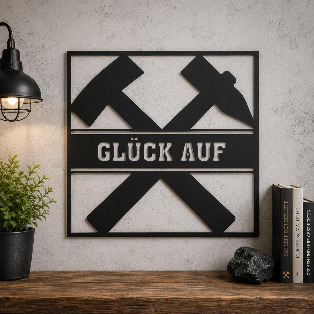 Megafuchs Wanddekoration Wandrelief Ruhrpott GLÜCK AUF Wandrelief Wanddekoration Metallbild Zeche Ge