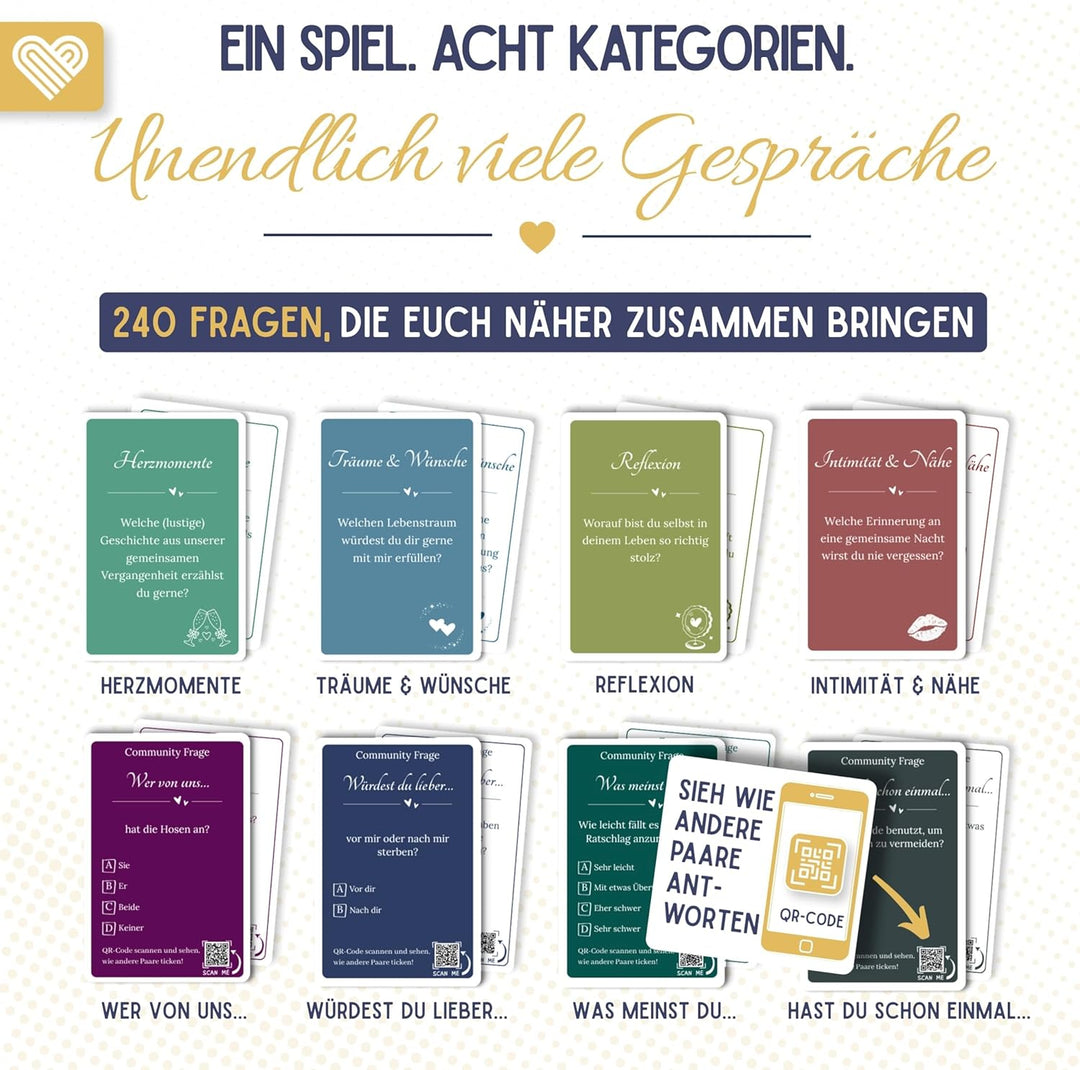 Herzmomente - Das Deep Talk Spiel für Paare ab 18 I 240 Fragen - 120 Deep Talk & 120 spannende Commu