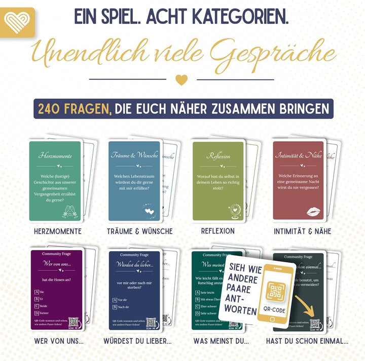 Herzmomente - Das Deep Talk Spiel für Paare ab 18 I 240 Fragen - 120 Deep Talk & 120 spannende Commu